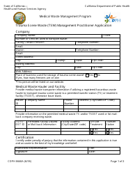 Form CDPH8668A Trauma Scene Waste (Tsw) Management Practitioner Application - California