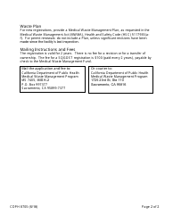 Form CDPH8705 Small Quantity Generator With Onsite Treatment Permit Application - Medical Waste Management Program - California, Page 2