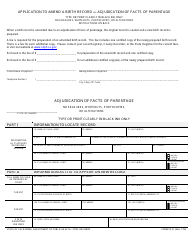 Document preview: Form VS21 Application to Amend a Birth Record - Adjudication of Facts of Parentage - California