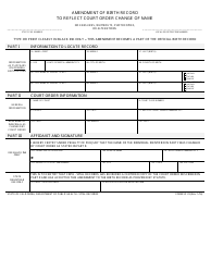 Document preview: Form VS23 Amendment of Birth Record to Reflect Court Order Change of Name - California