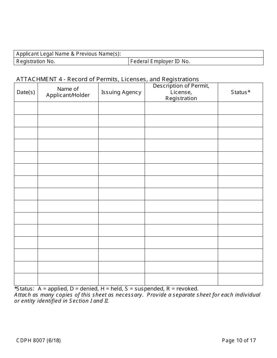 Form CDPH8007 Transfer Station and Treatment Facility Disclosure Statement - California, Page 10