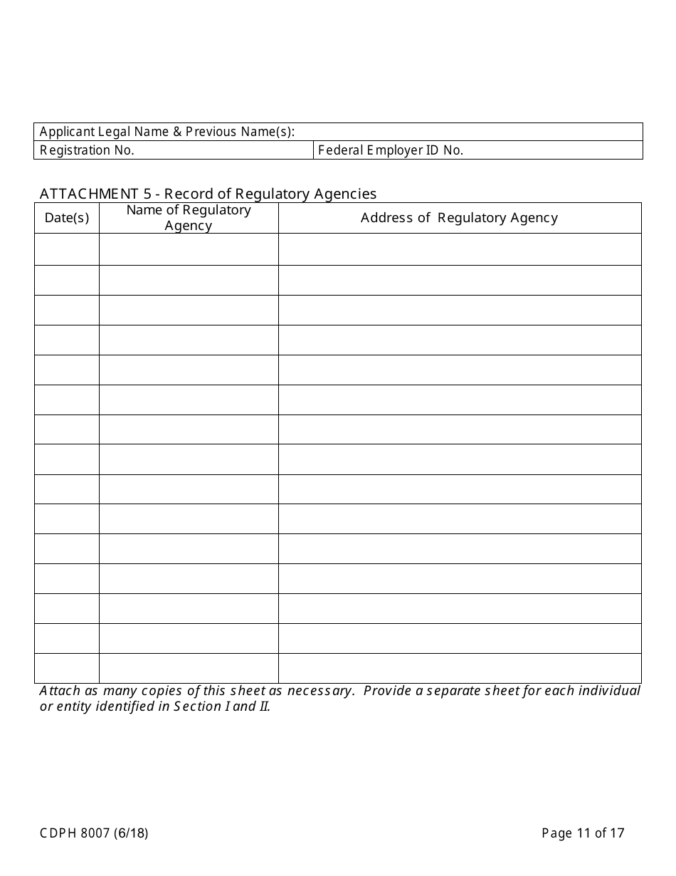 Form CDPH8007 Transfer Station and Treatment Facility Disclosure Statement - California, Page 11
