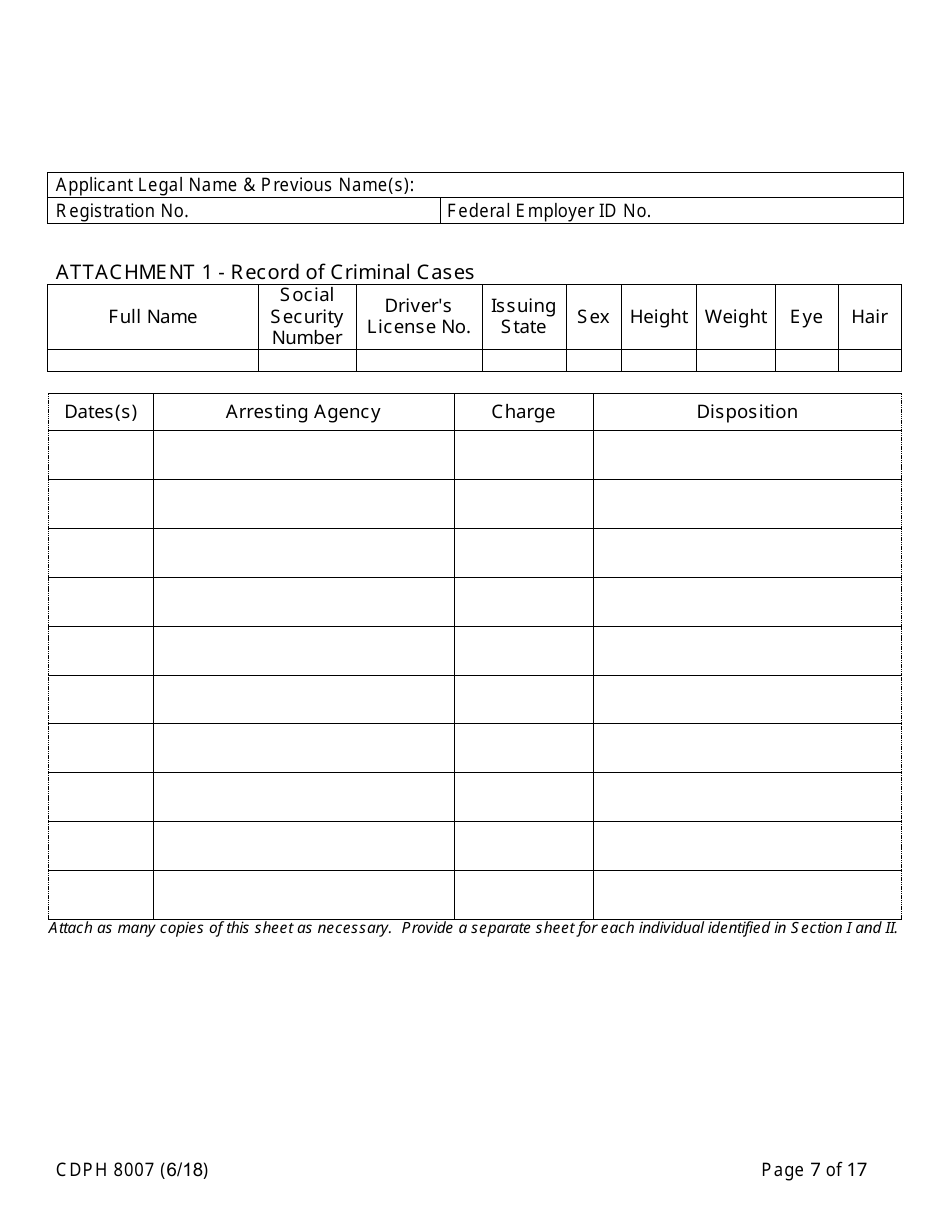 Form CDPH8007 Transfer Station and Treatment Facility Disclosure Statement - California, Page 7
