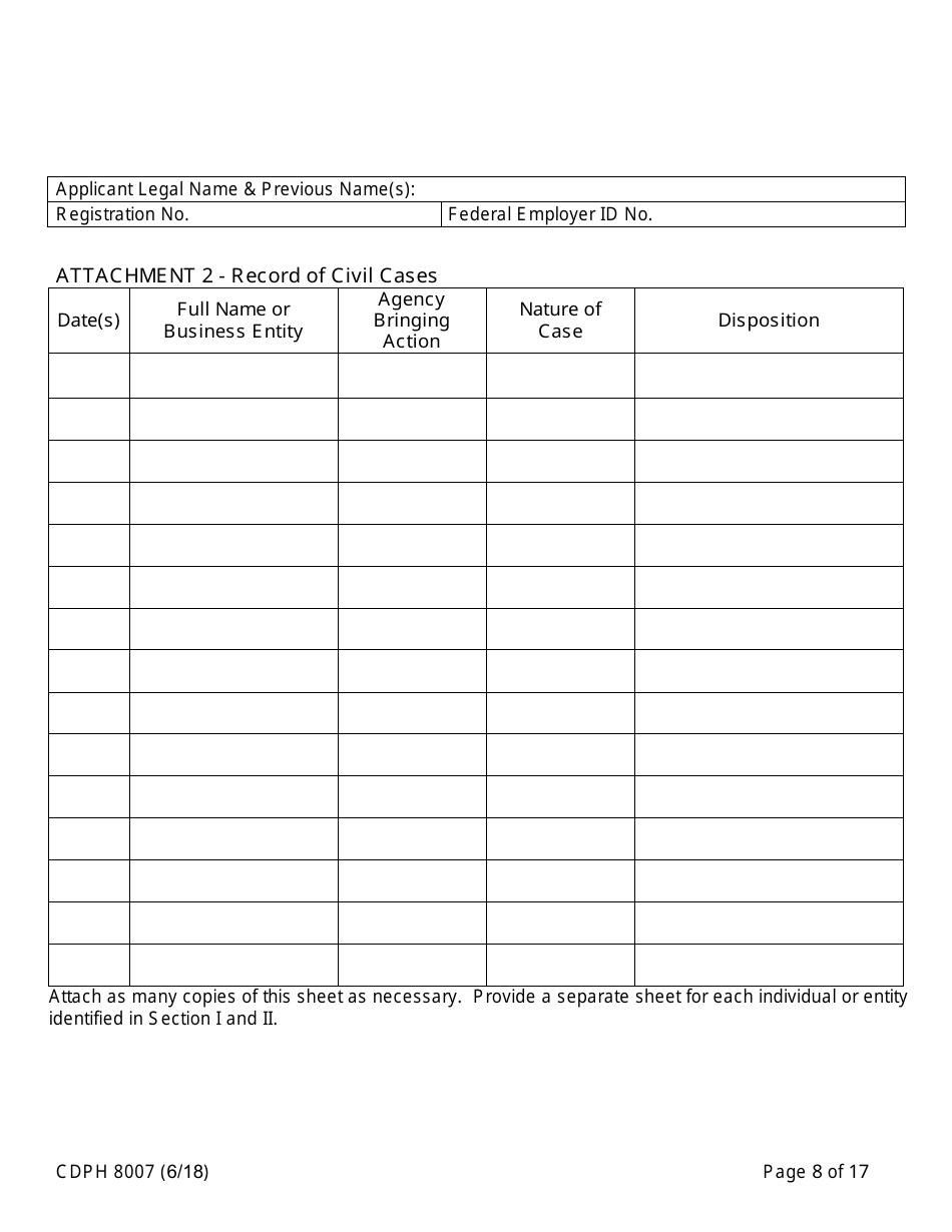Form CDPH8007 Transfer Station and Treatment Facility Disclosure Statement - California, Page 8