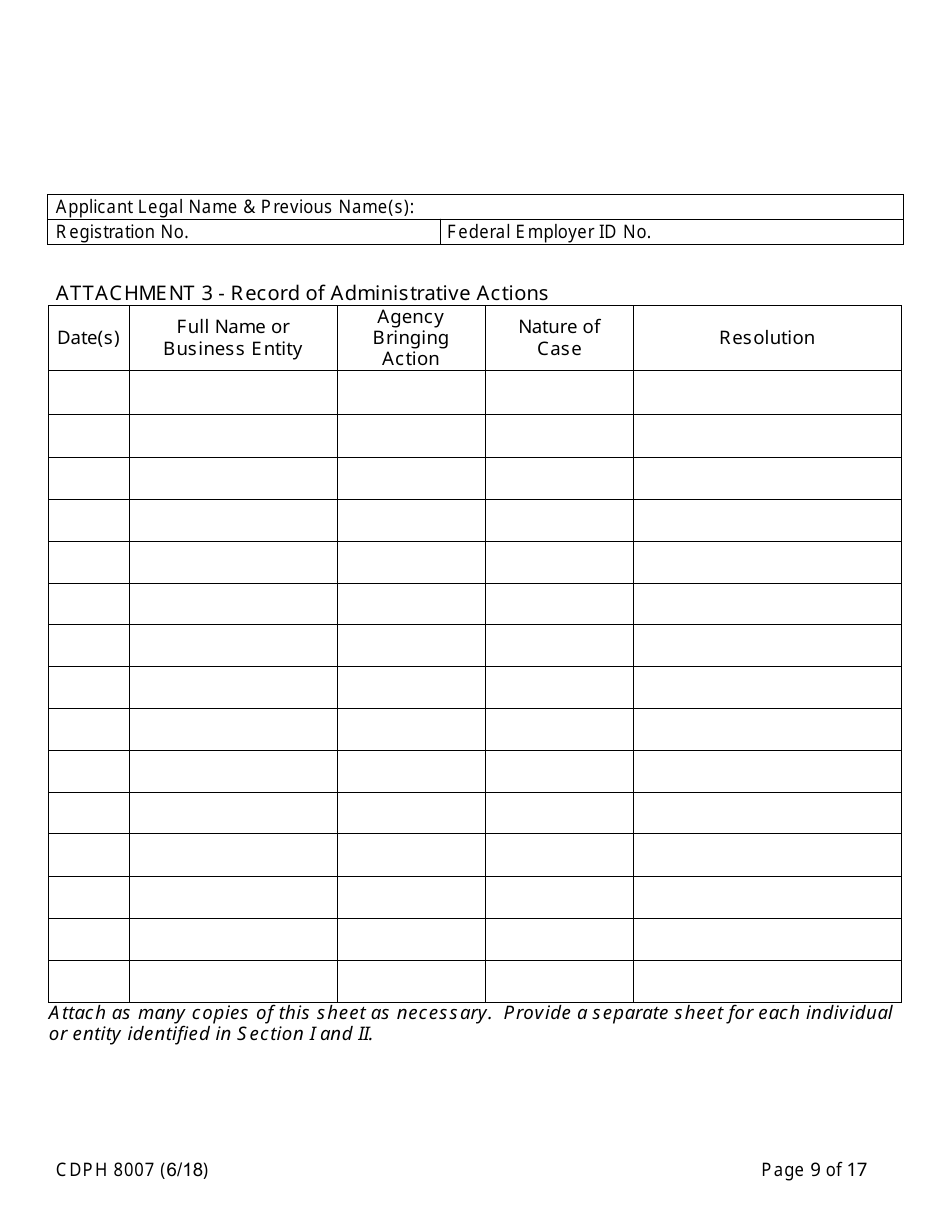 Form CDPH8007 Transfer Station and Treatment Facility Disclosure Statement - California, Page 9