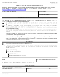 Document preview: Form CDPH5314 Certificate of Disposition of Materials - California