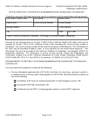 Form CDPH8200M Application for a Certificate in Mammographic Radiologic Technology - California, Page 2