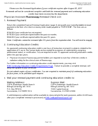 Form CDPH8217 SRA III Special Renewal Application - Physician Assistant Fluoroscopy Permit - California