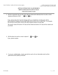 Form VS141 Application for California&#039;s Birth and Death Data Files for Research Use - California, Page 8