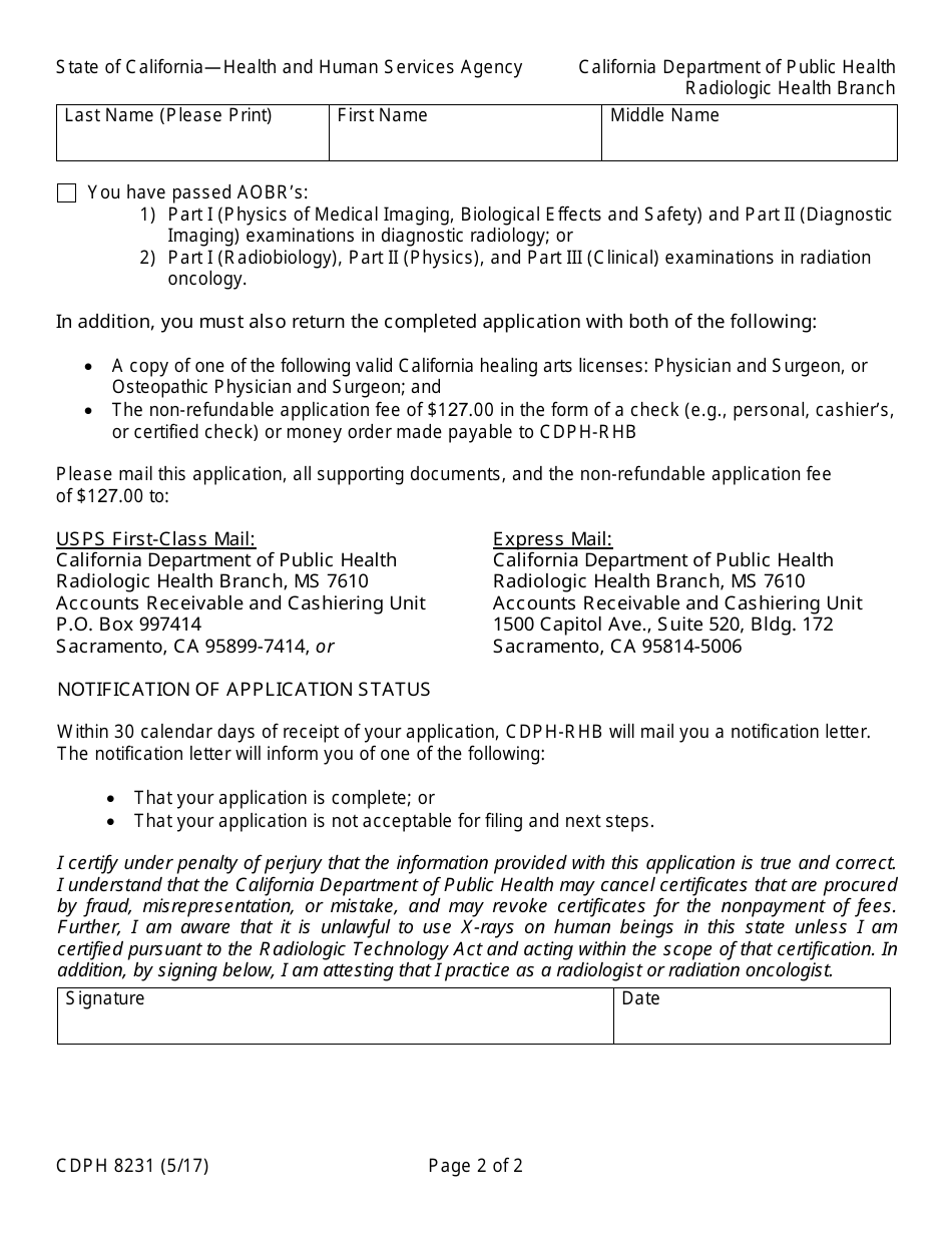 Radiology Supervisor And Operator Certificate