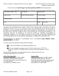 Form CDPH8232 DEXA X-Ray Technician Dual Energy X-Ray Absorptiometry (Dexa) Permit Application - California