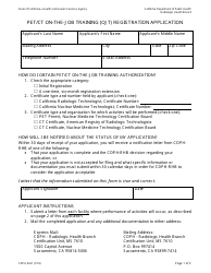 Form CDPH8241 Pet/Ct on-The-Job Training (Ojt) Registration Application - California