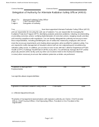 Document preview: Form CDPH8243 IA1 Delegation of Authority for Alternate Radiation Safety Officer (Arso) - California