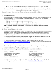 Form CDPH8238 SRA III Special Renewal Application - Supervisor and Operator Certificate or Permit - California