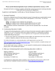 Form CDPH8238 SRA Special Renewal Application - Supervisor and Operator Certificate or Permit - California