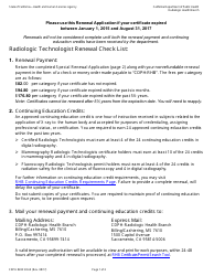 Form CDPH8200 SRA II Special Renewal Application - California Radiologic Technology Certificate - California