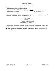 Form CDPH8240 General License Registration Form - California, Page 2