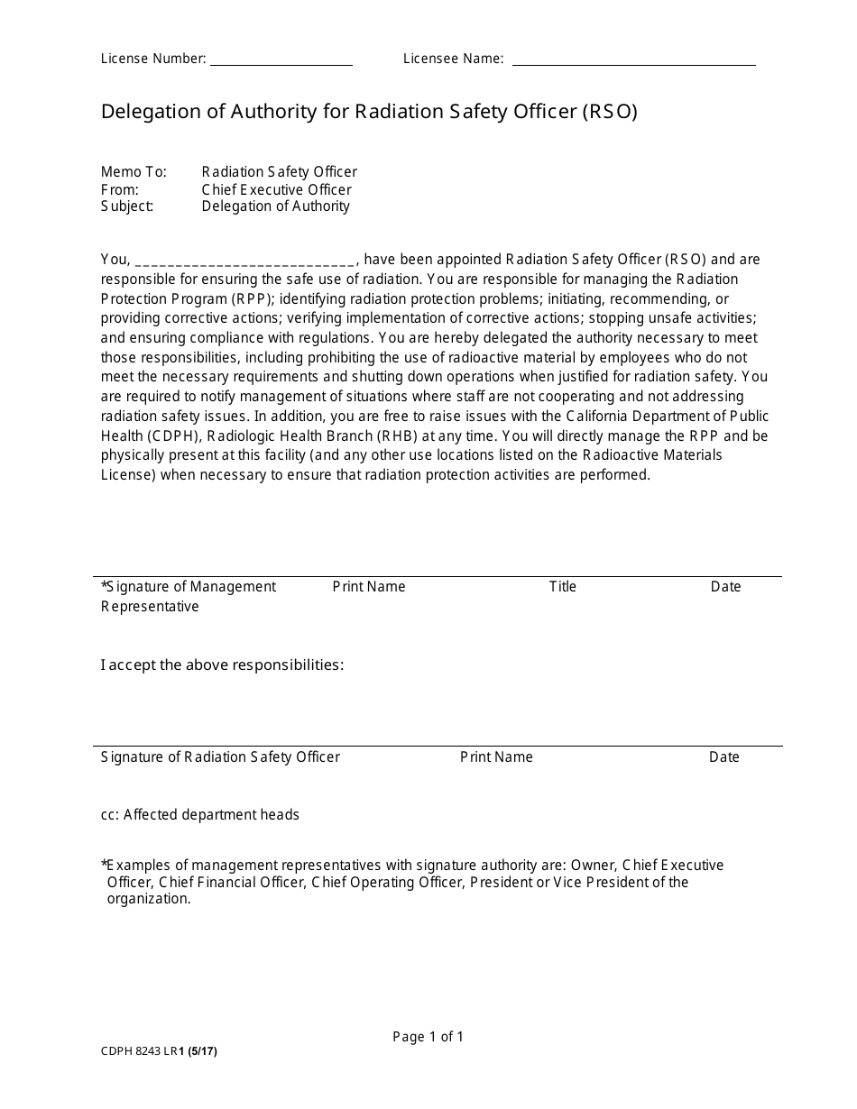 Form CDPH8243 IR1 Fill Out, Sign Online and Download Fillable PDF