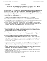 Document preview: Form CDPH8243 IR3 Duties and Responsibilities of the Radiation Safety Officer (Rso) for Portable Nuclear Gauge Facilities - California
