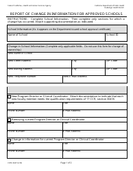Document preview: Form CDPH8697 Report of Change in Information for Approved Schools - California