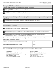 Form CDPH8697 Report of Change in Information for Approved Schools - California, Page 2