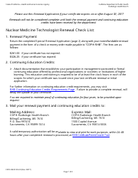 Form CDPH8435 SRA III Special Renewal Application - California Nuclear Medicine Technology Certificate - California