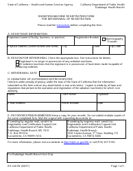 Document preview: Form RH2261W Radiation Machine Registration Form for Withdrawal of Registration - California