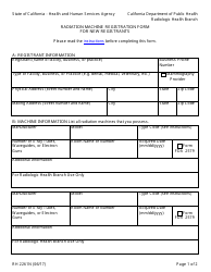 Document preview: Form RH2261N Radiation Machine Registration Form for New Registrants - California