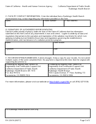 Form RH2261N Radiation Machine Registration Form for New Registrants - California, Page 2