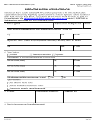 Form RH2050 Radioactive Material License Application - California