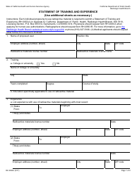 Form RH2050A Statement of Training and Experience - California