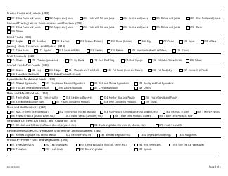 Form CDPH8675 Commodity Codes - California, Page 3