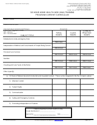 Document preview: Form CDPH191A 120 Hour Home Health Aide (Hha) Training Program Current Curriculum - California