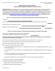 Document preview: Form RH313A(RSO) Medical Radiation Safety Officer Training and Experience and Preceptor Attestation - California