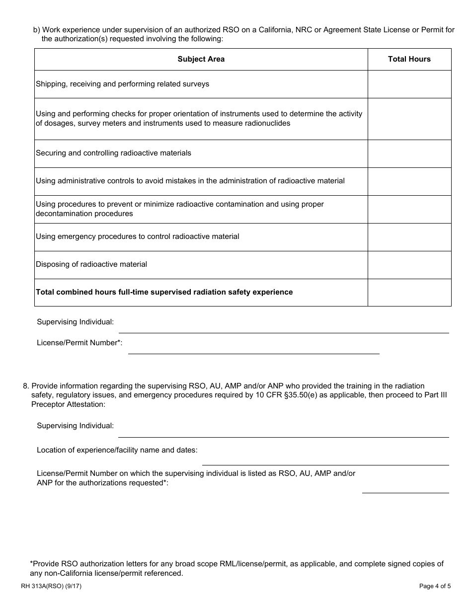 Form RH313A(RSO) - Fill Out, Sign Online and Download Fillable PDF ...