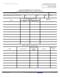 Document preview: Form CDPH191B 120 Hour Home Health Aide (Hha) Training Program Faculty Application - California