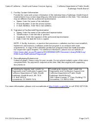 Instructions for Form RH2261N Radiation Machine Registration Form for New Registrants - California, Page 3