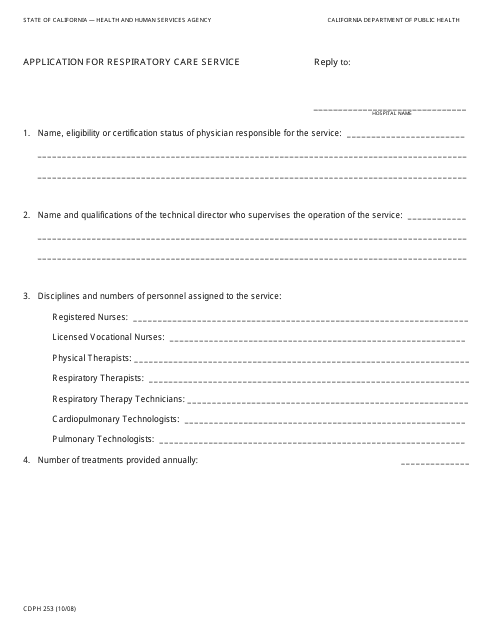 Form CDPH253  Printable Pdf