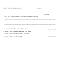 Document preview: Form CDPH255 Application for Social Service - California
