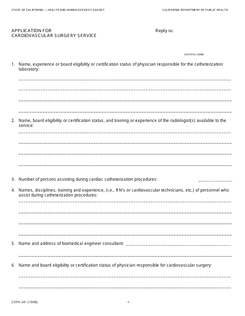 Form CDPH241  Printable Pdf