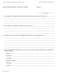 Document preview: Form CDPH252 Application for Renal Transplant Center - California