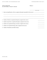 Document preview: Form CDPH260 Application for Occupational Therapy Service - California