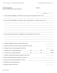 Document preview: Form CDPH263 Application for Acute Respiratory Care Service - California