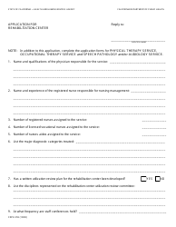 Document preview: Form CDPH259 Application for Rehabilitation Center - California