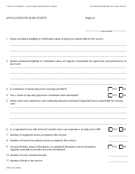 Document preview: Form CDPH264 Application for Burn Center - California