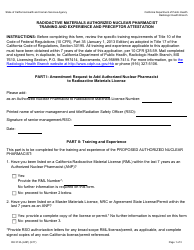 Document preview: Form RH313A (ANP) Radioactive Materials Authorized Nuclear Pharmacist Training and Experience and Preceptor Attestation - California