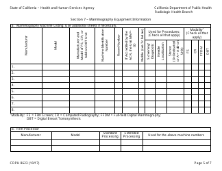 Form CDPH8623 Application for Mammography Facility/Machine Certification - California, Page 5