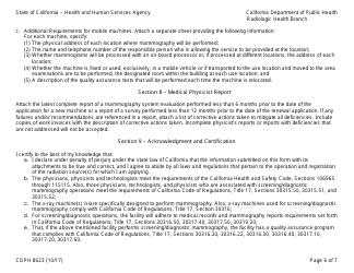 Form CDPH8623 Application for Mammography Facility/Machine Certification - California, Page 6