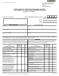Form CDPH278A Nurse Assistant Orientation Program Content - California