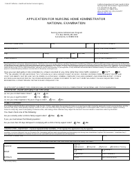 Document preview: Form CDPH505 Application for Nursing Home Administrator National Examination - California